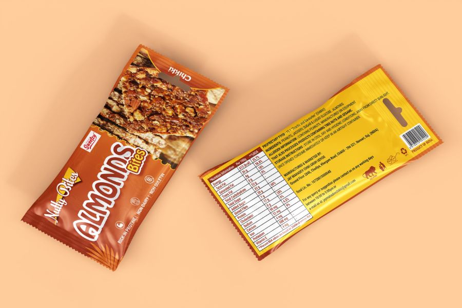 Almond bar — packaging by Visual Pioneers Studio, Ahmedabad